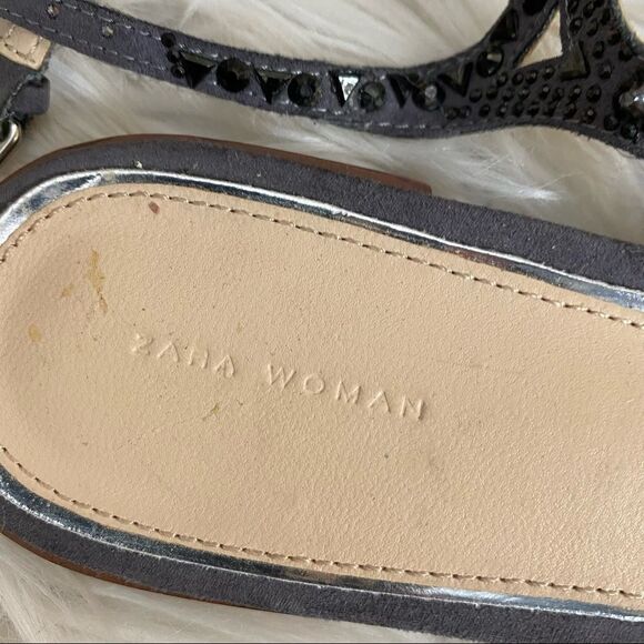 ZARA gray bejeweled split toe suede gladiator sandals 9.5 EUR 40 - Picture 8 of 8